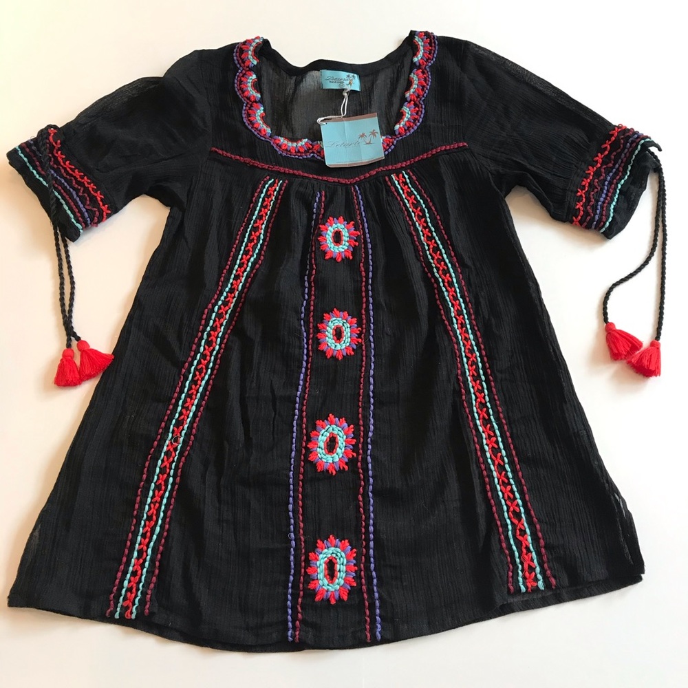 New w/ tags Letarte black hand embellished blouse